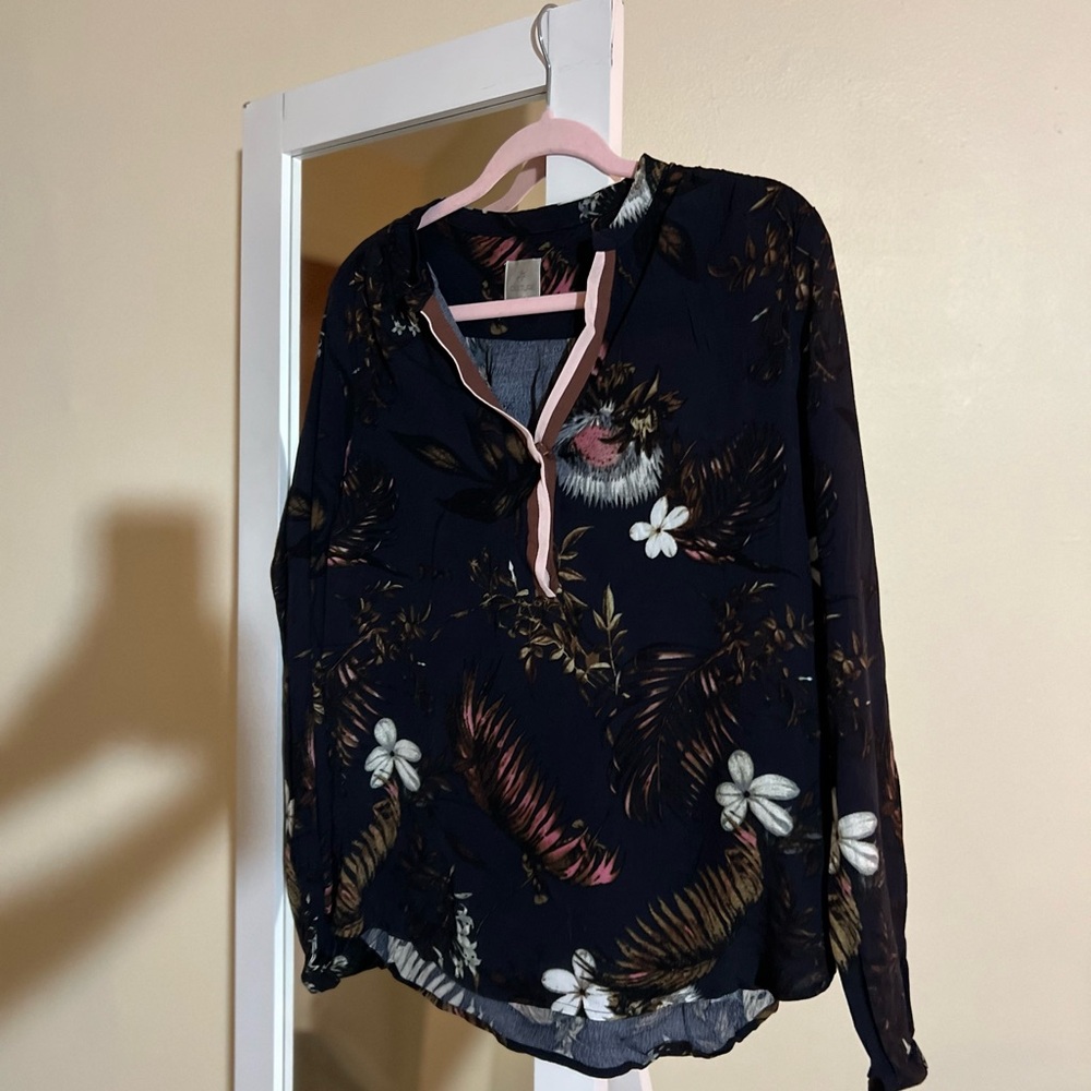 Floral Print Women's Top - Black